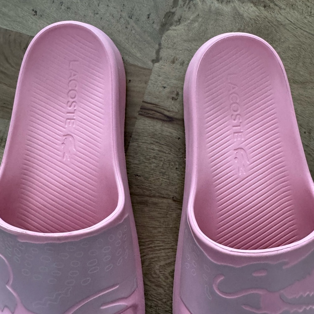Lacoste Croco 2.0 Light Pink Slide Sandals - Picture 2 of 8